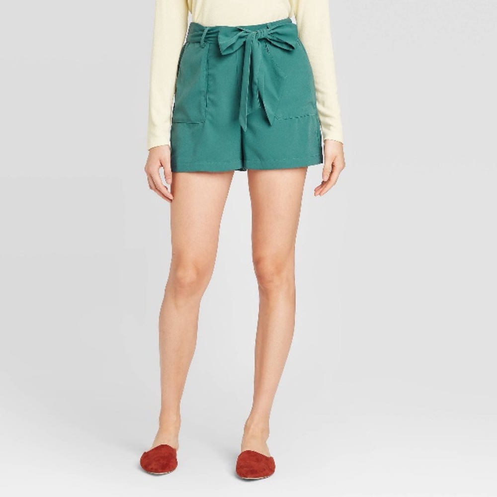 Low-Rise Tie-Waist Teal Shorts A New Day™ ✨ Silky Short with Belt